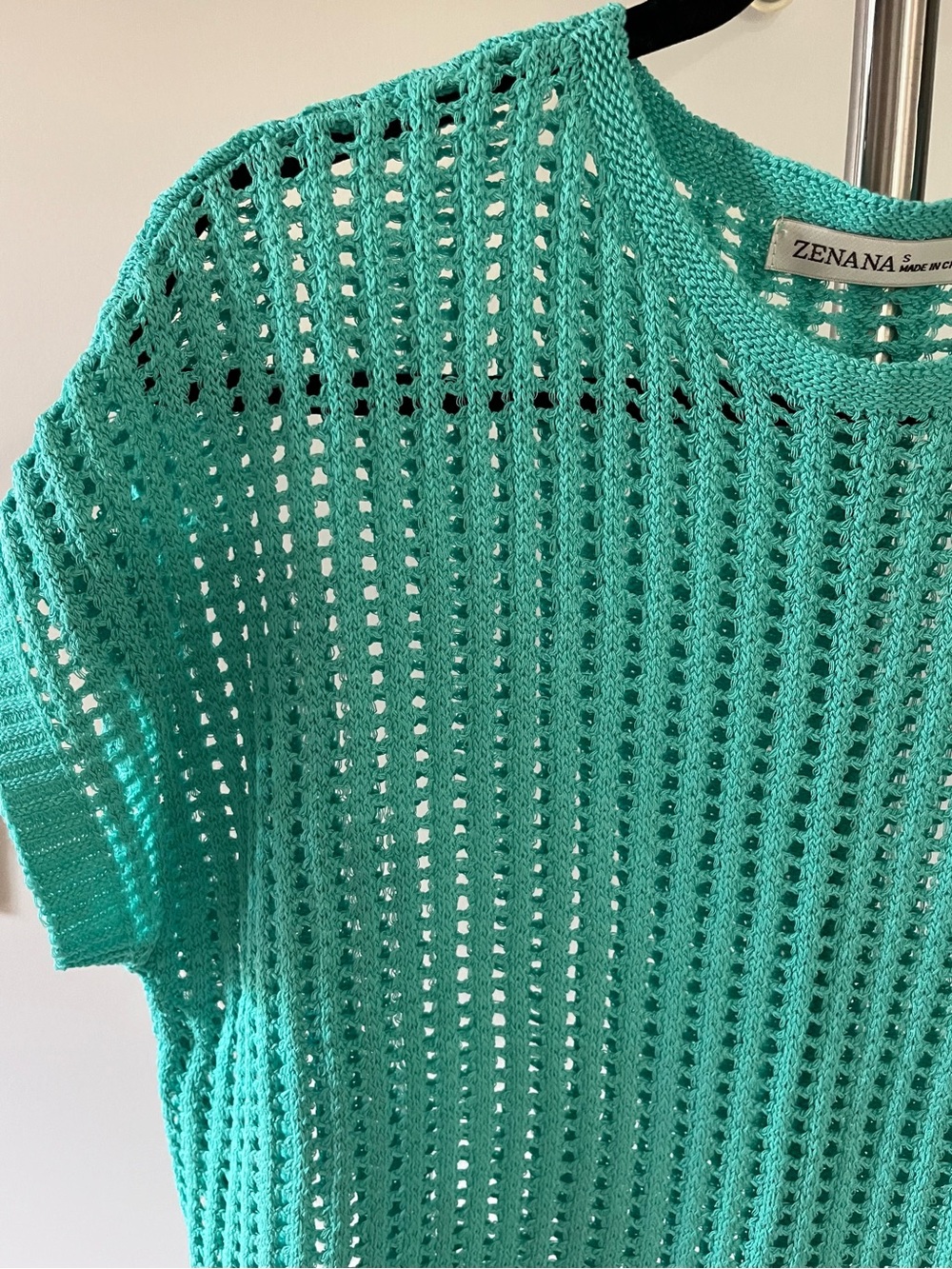 Zenana Turquoise Open Weave short sleeve summer sweater.  Size Small NWOT - Picture 6 of 12